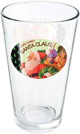 חג המולד כאן מגיע גרפי סנטה קלאוס 16 כוס ליטר עוז, זכוכית מחוסמת, עיצוב מודפס &מגבר; מתנת אוהד מושלמת | נהדר עבור משקאות קרים, סודה, מים